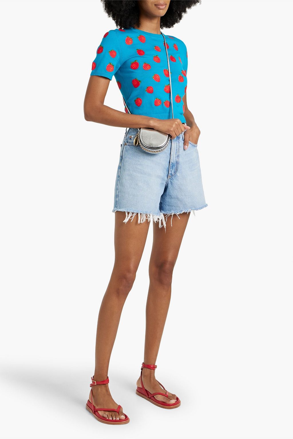 ALICE + OLIVIA كنزة رياضية «سيارا» مصنوعة من مزيج من القطن ومطرزة