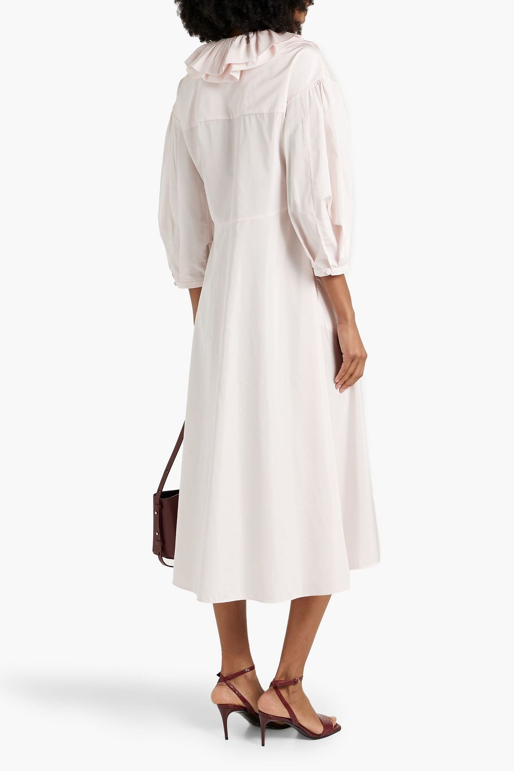 JIL SANDER Ruffled taffeta midi dress