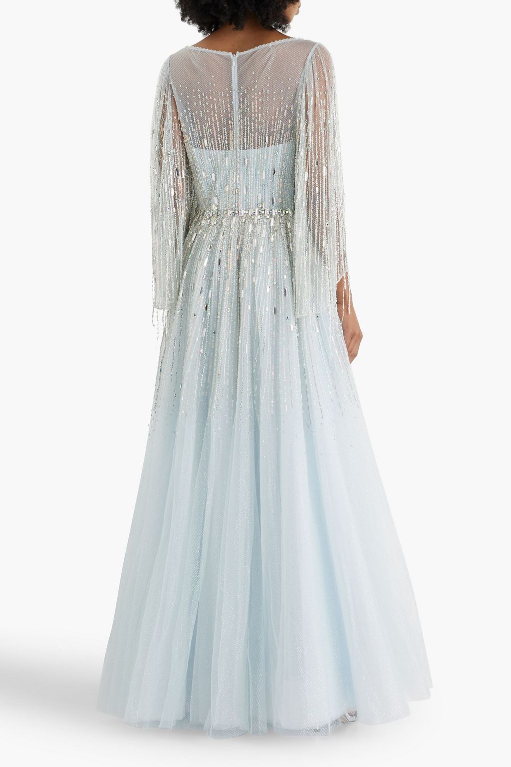 JENNY PACKHAM فستان سهرة مصنوع من التول بتصميم مزركش مزيّن بالغليتر