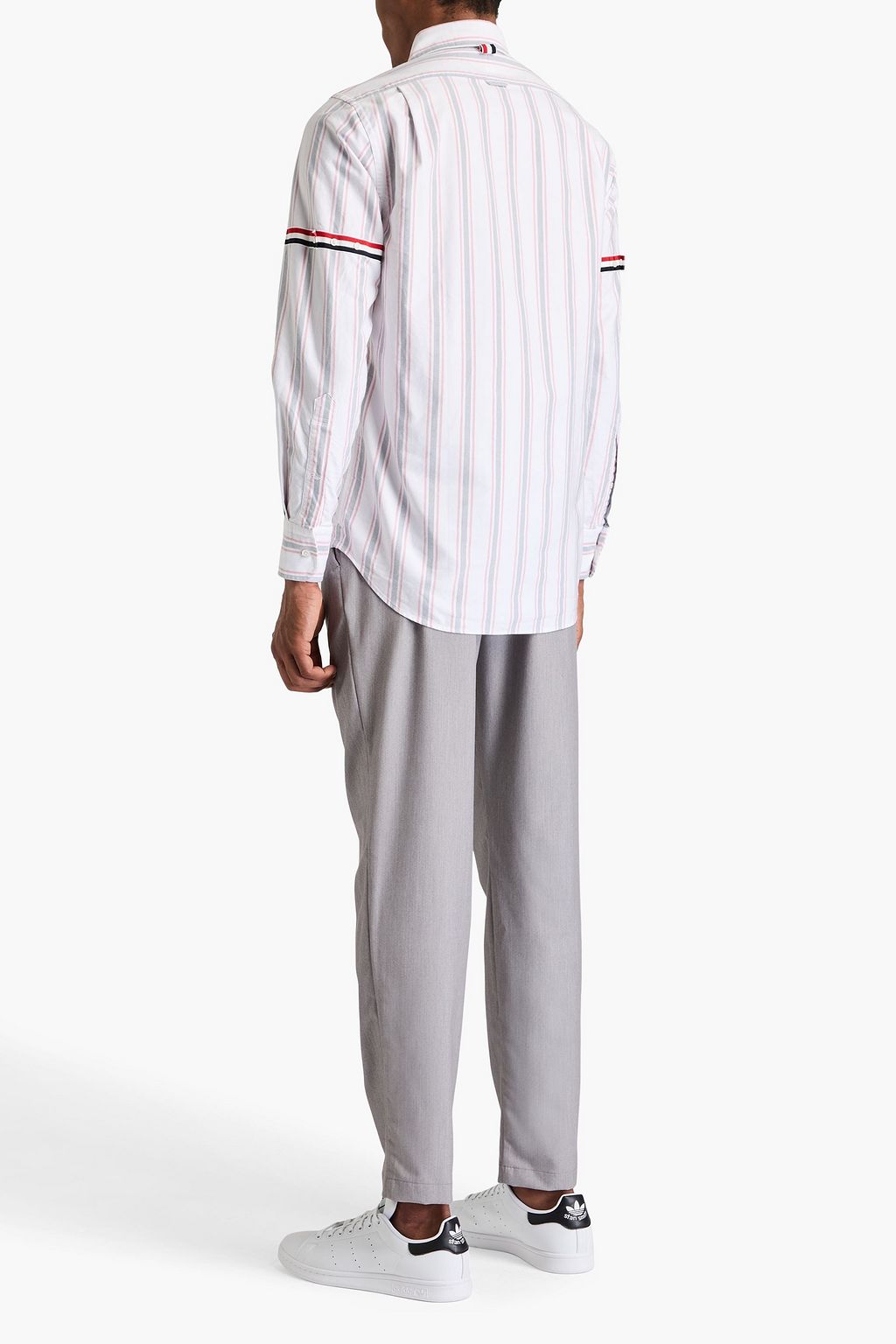 THOM BROWNE قميص من قطن أكسفورد بتصميم مخطط