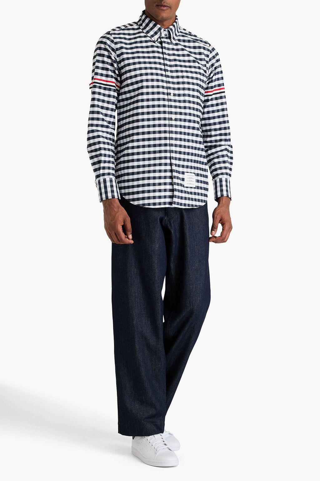 THOM BROWNE Gingham cotton-piqué shirt