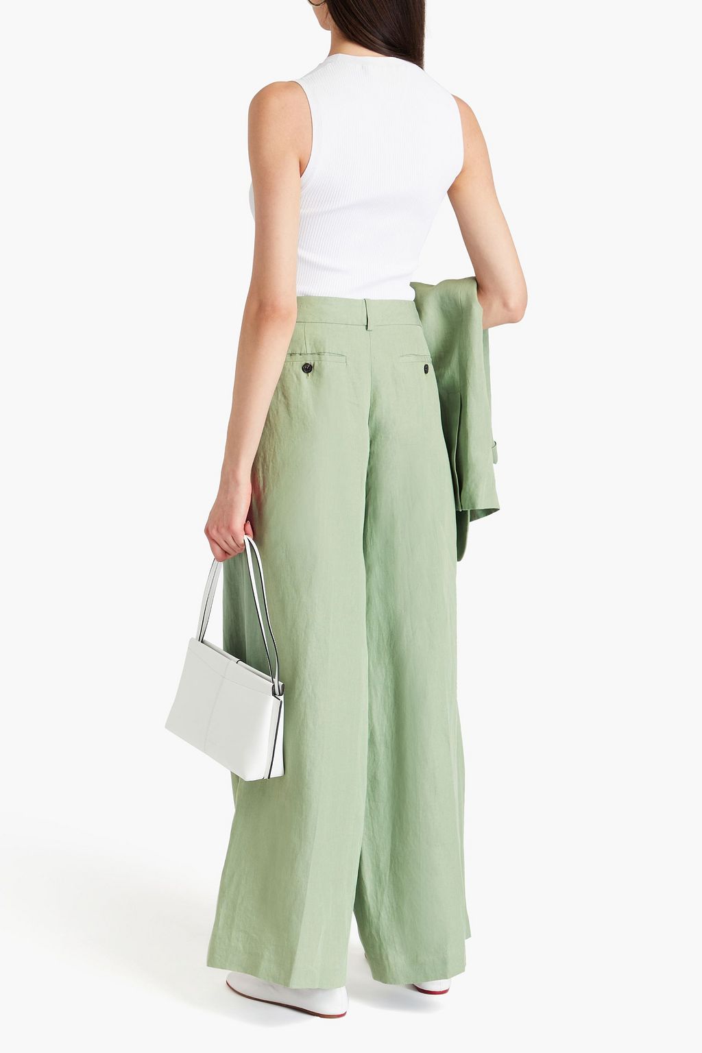 THEORY Pleated linen wide-leg pants