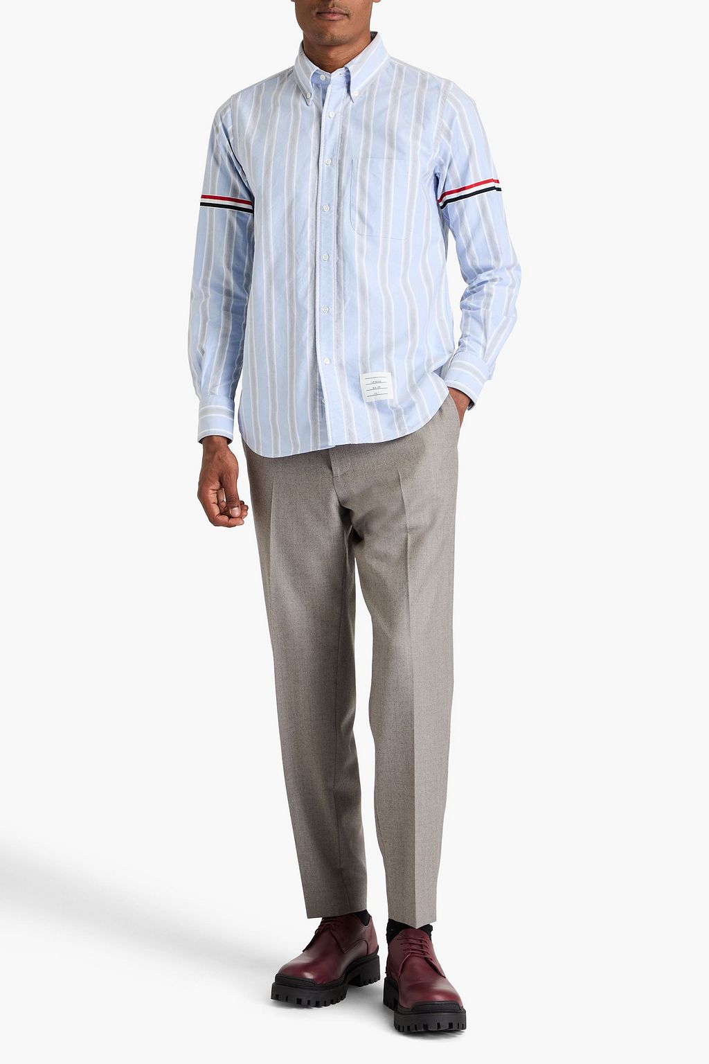 THOM BROWNE Striped cotton Oxford shirt