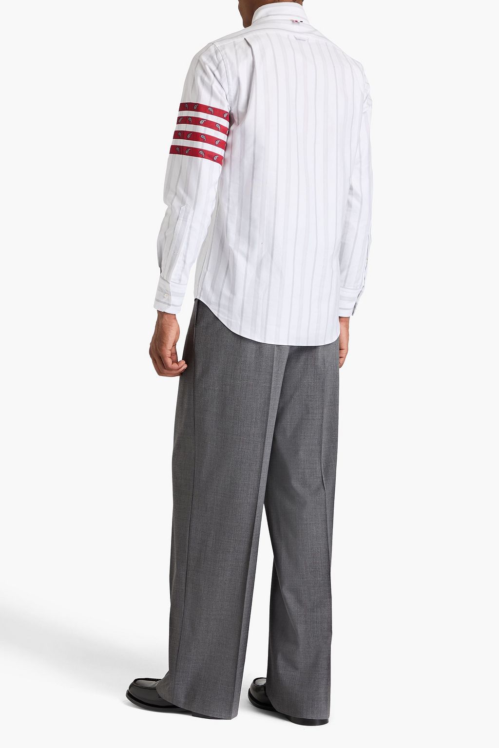 THOM BROWNE قميص من قطن أكسفورد بتصميم مخطط