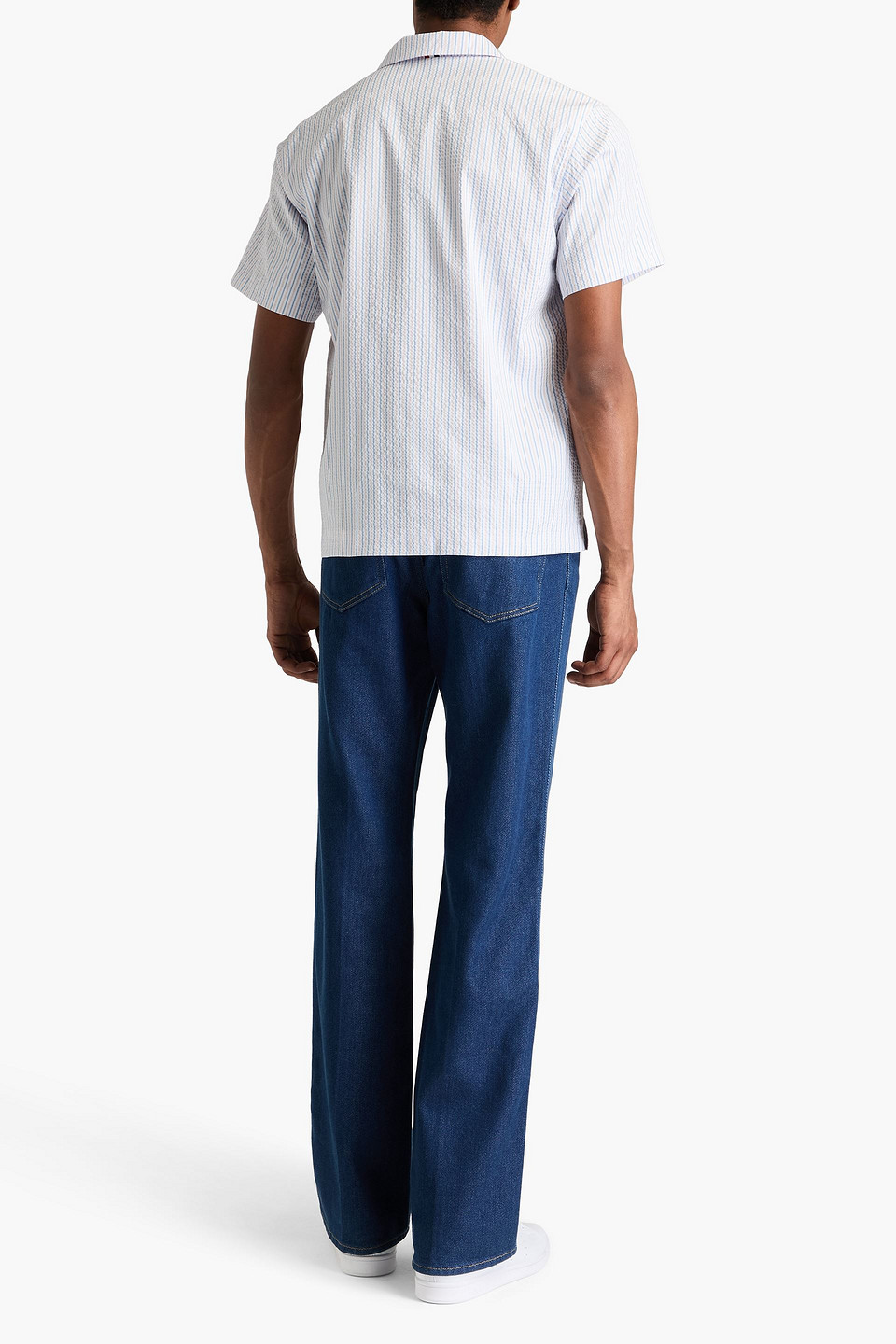 Thom Browne Hemd Aus Seersucker Mit Streifen In Bleu