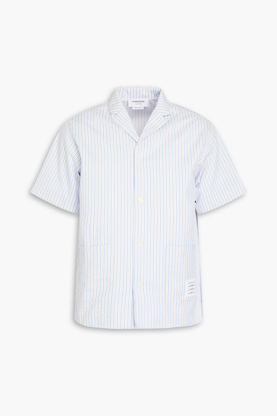 Thom Browne Hemd Aus Seersucker Mit Streifen In Metallic