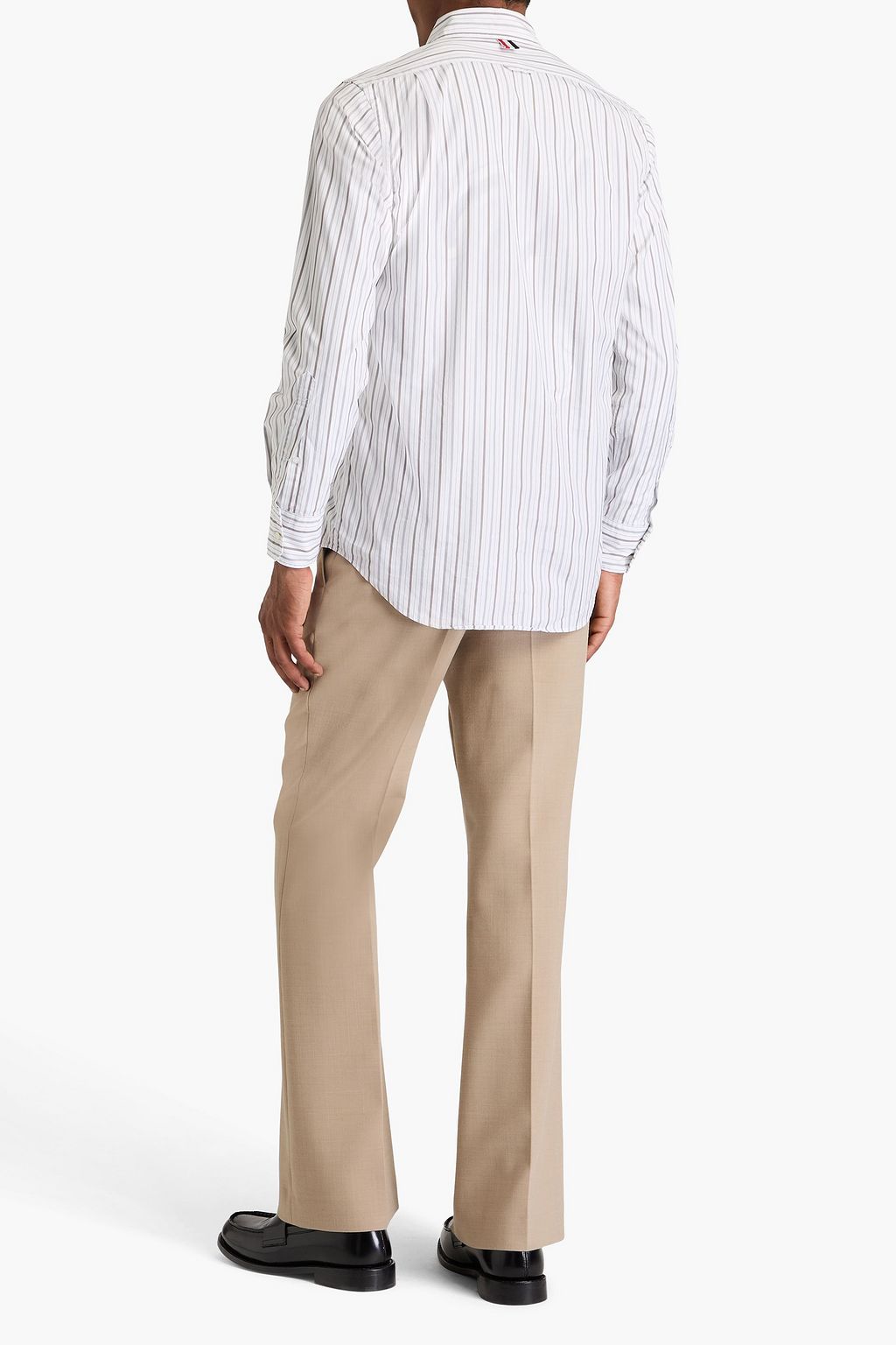 THOM BROWNE Striped cotton-poplin shirt