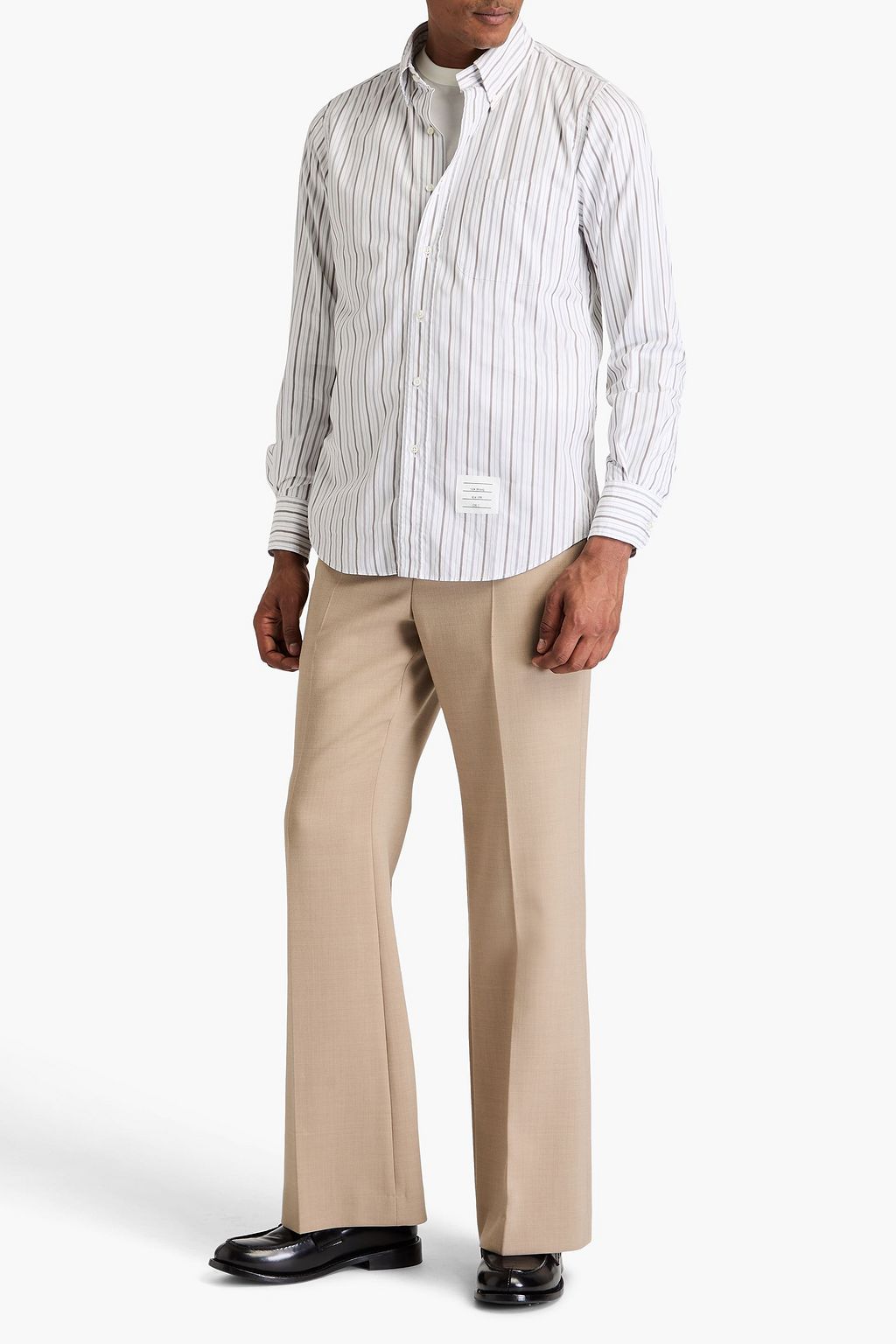 THOM BROWNE Striped cotton-poplin shirt