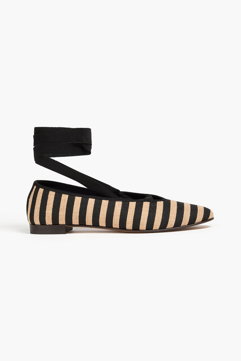 Alex Mill Juliet Striped Jute Ballet Flats In Black