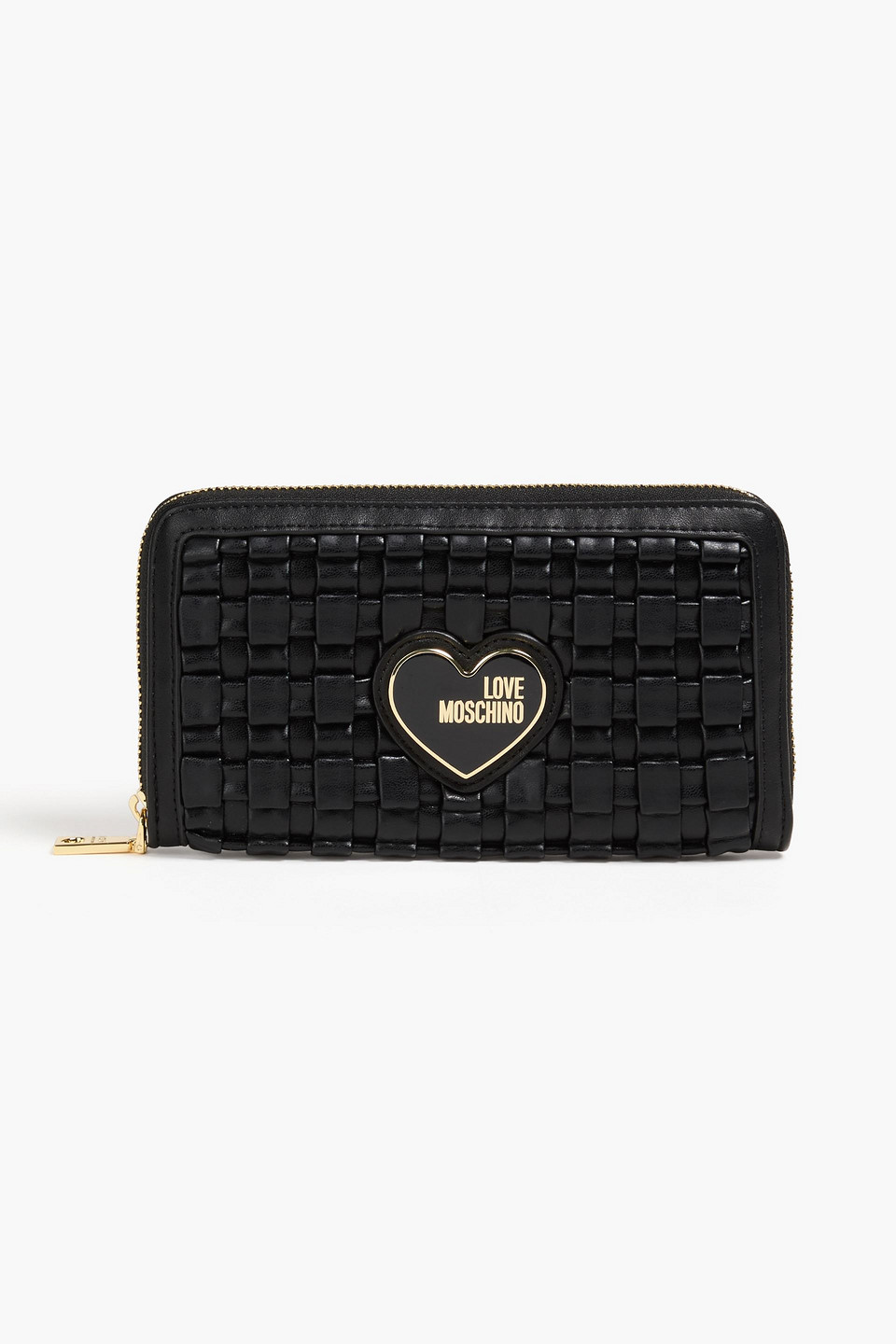 Love Moschino Portemonnaie Aus Geflochtenem Kunstleder In Black