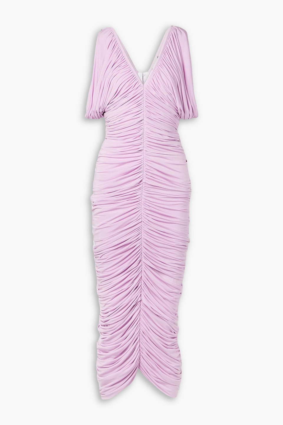 magda butrym - ruched satin-jersey midi dress - pink - fr 34