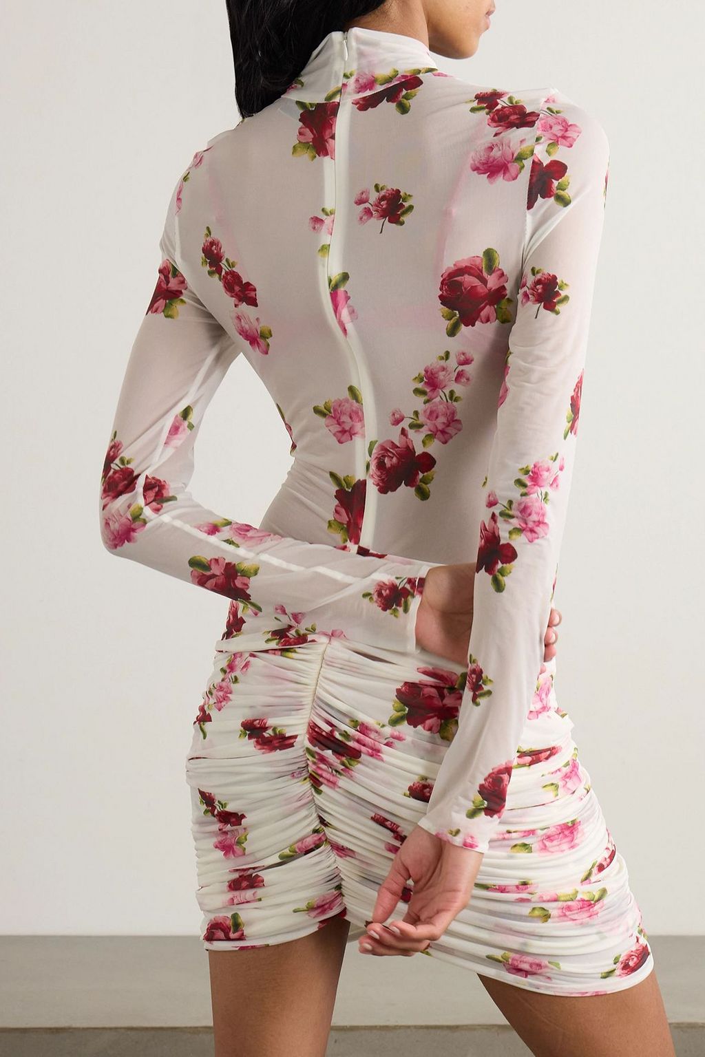 Magda Butrym Appliqud gathered floral-print tulle mini dress - Women - White Dresses - FR 36 Magda Butrym Appliqud gathered floral-print tulle mini dress - Women - White Dresses - FR 36