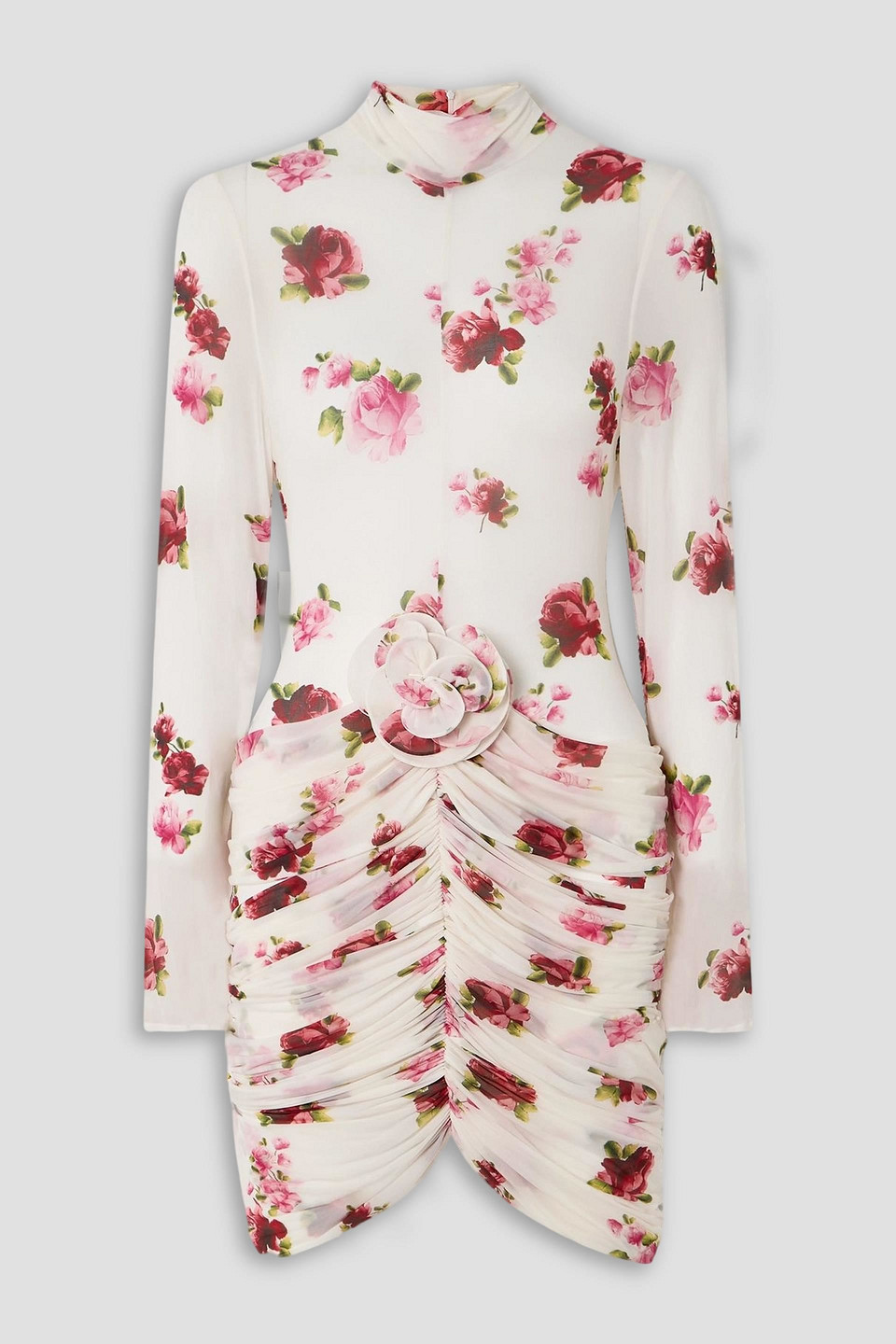 magda butrym - appliquéd gathered floral-print tulle mini dress - white - fr 36