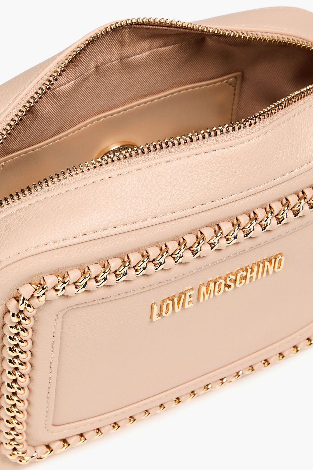 LOVE MOSCHINO Chain-embellished faux leather cross-body bag