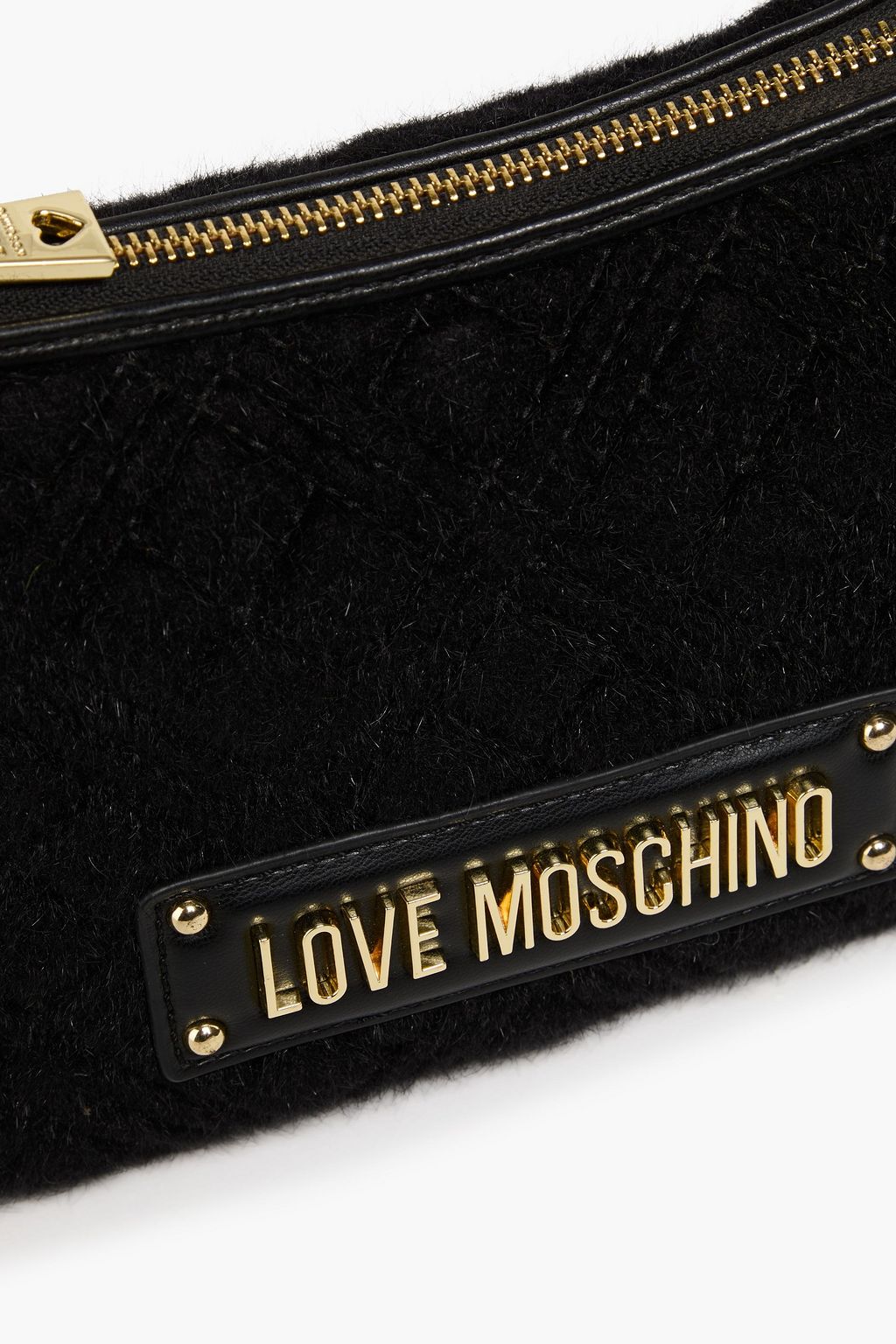 LOVE MOSCHINO Quilted faux leather and brushed-felt shoulder bag