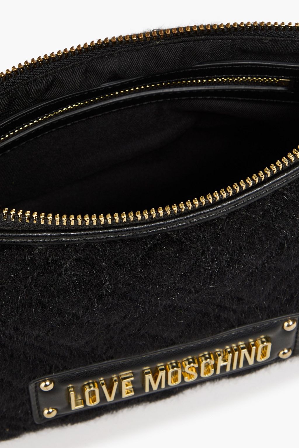 LOVE MOSCHINO Quilted faux leather and brushed-felt shoulder bag