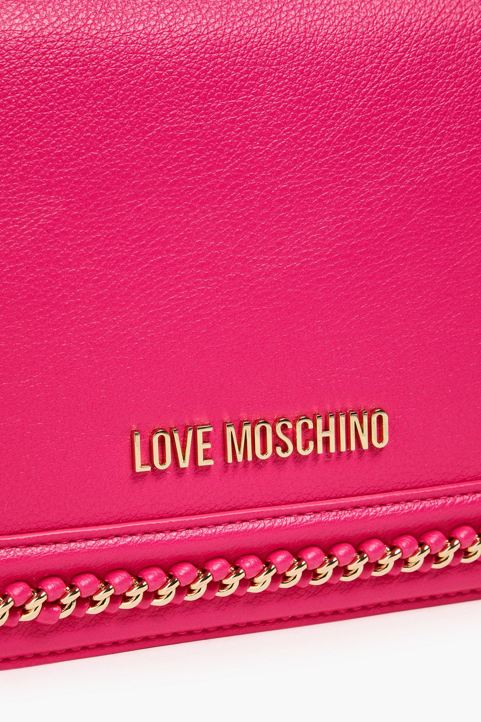 Love Moschino Chain-embellished Faux Leather Shoulder Bag In Fuchsia