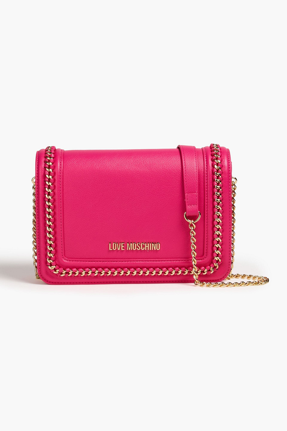 Love Moschino Chain-embellished Faux Leather Shoulder Bag In Fuchsia
