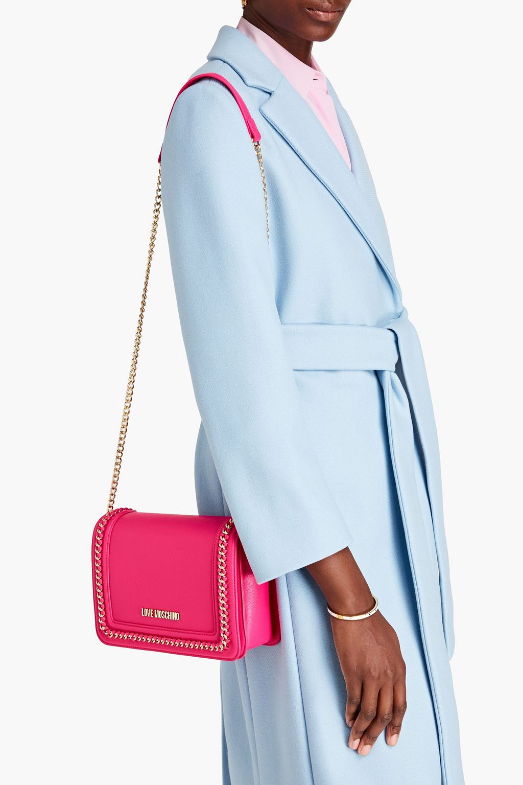 LOVE MOSCHINO Chain-embellished faux leather cross-body bag
