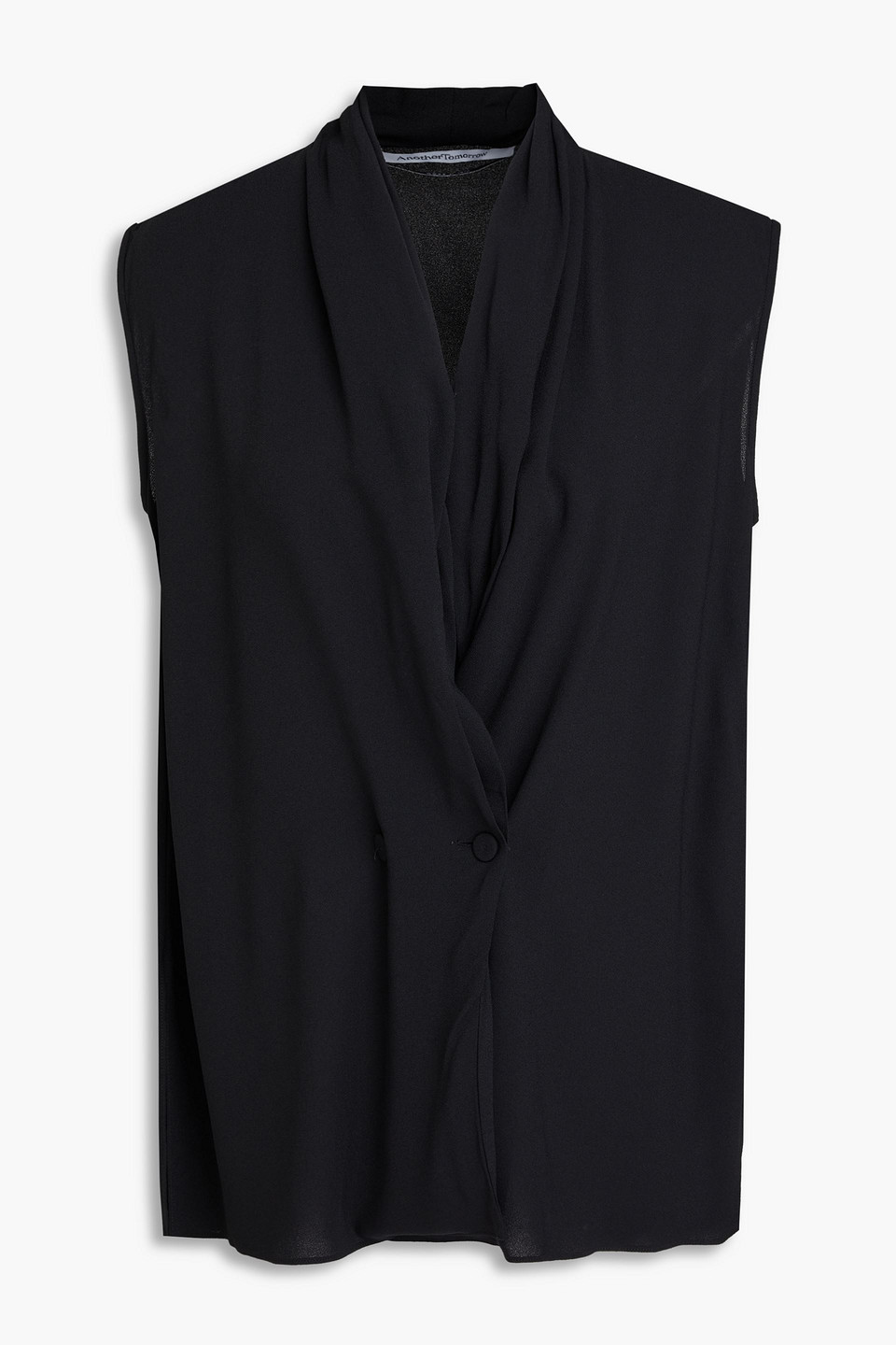 Another Tomorrow Draped Crepe Top In Black