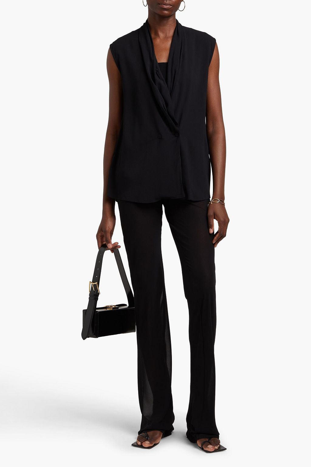 ANOTHER TOMORROW Draped crepe top