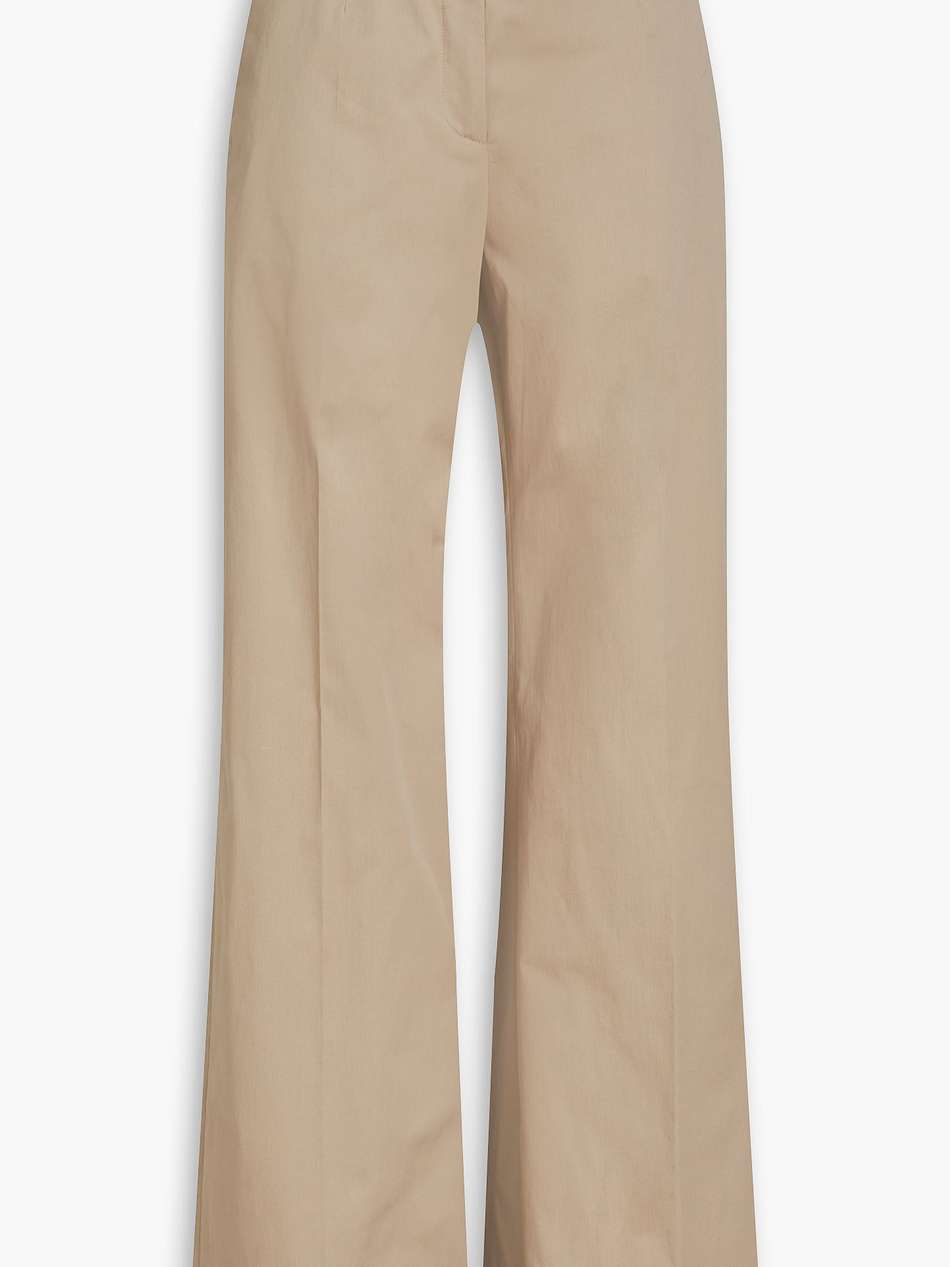 stretch cotton-twill wide-leg pants