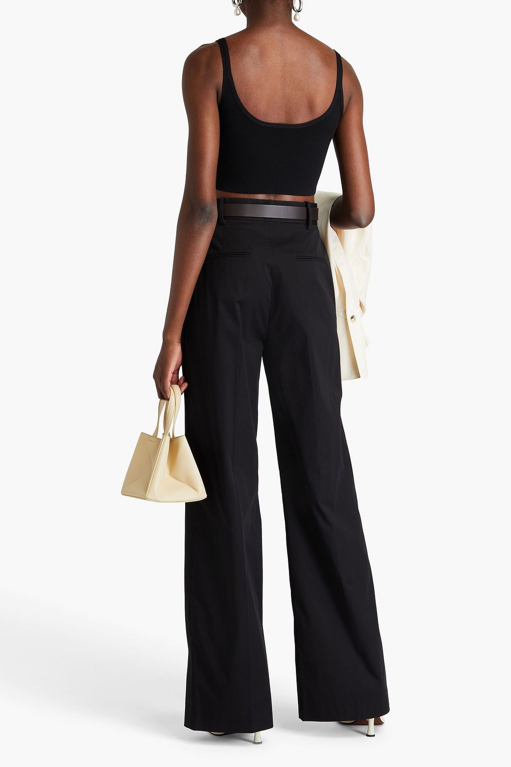 ANOTHER TOMORROW Stretch cotton-twill wide-leg pants
