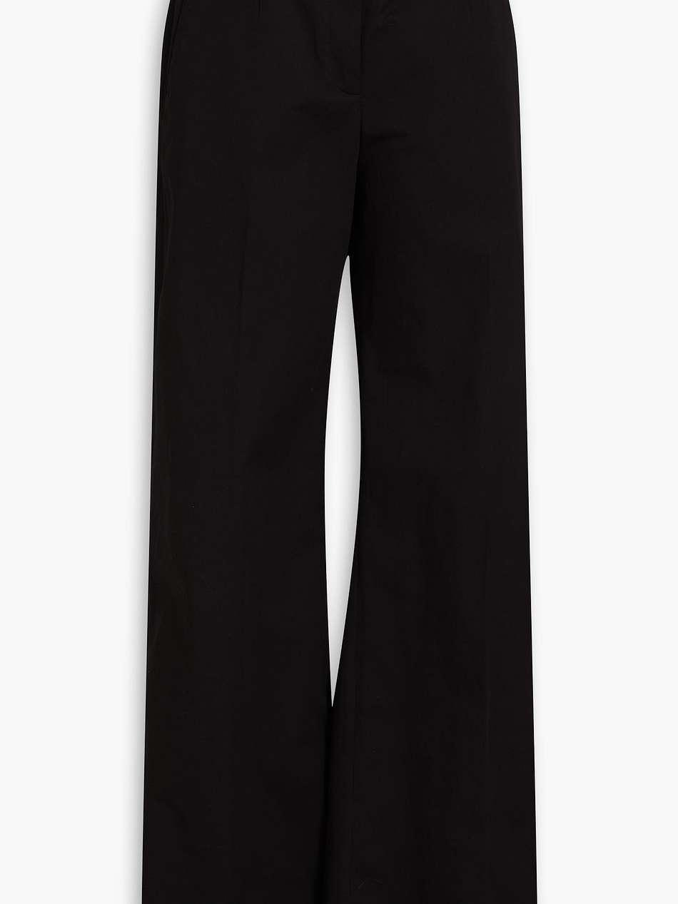 stretch cotton-twill wide-leg pants