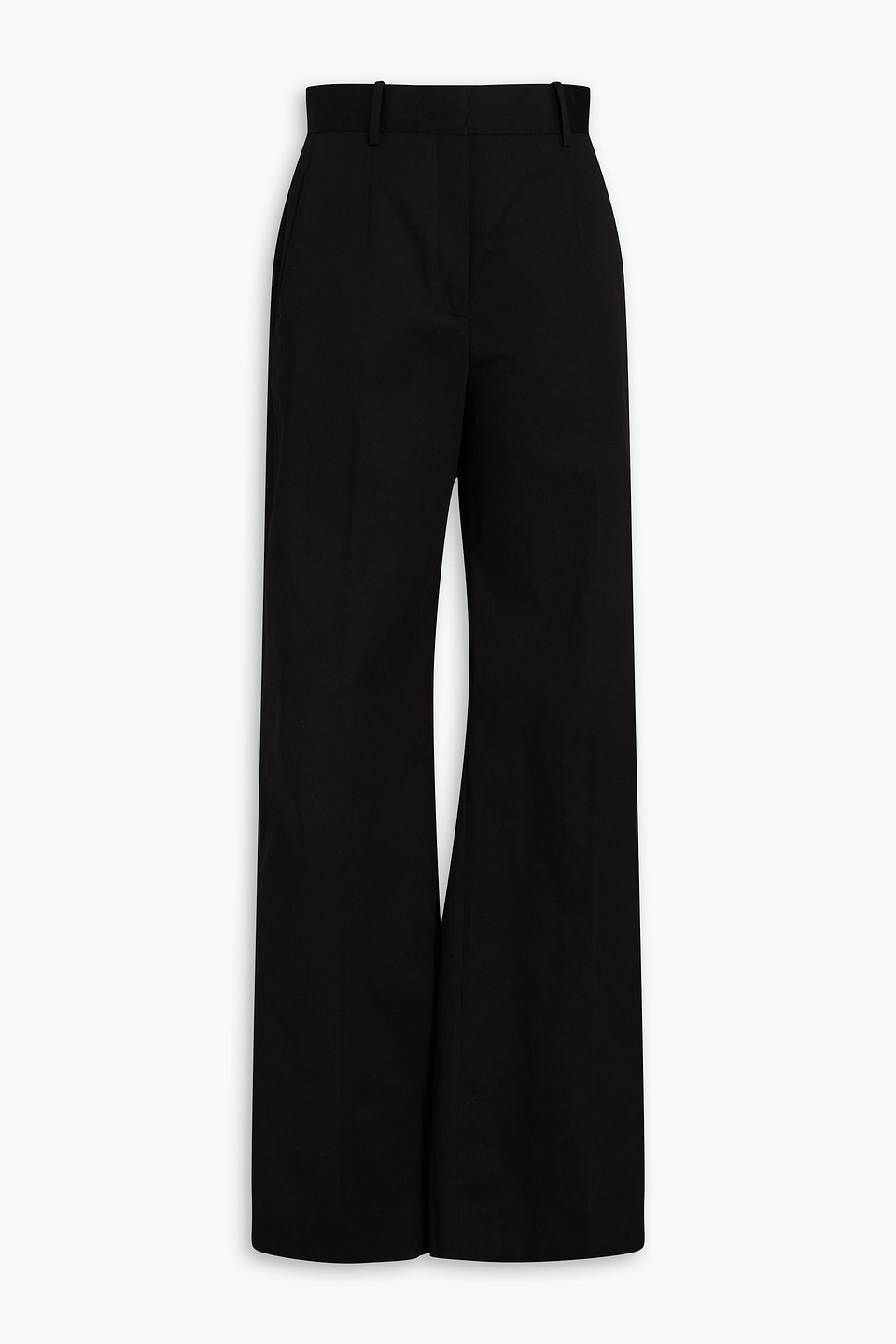Another Tomorrow Stretch Cotton-twill Wide-leg Pants In Black