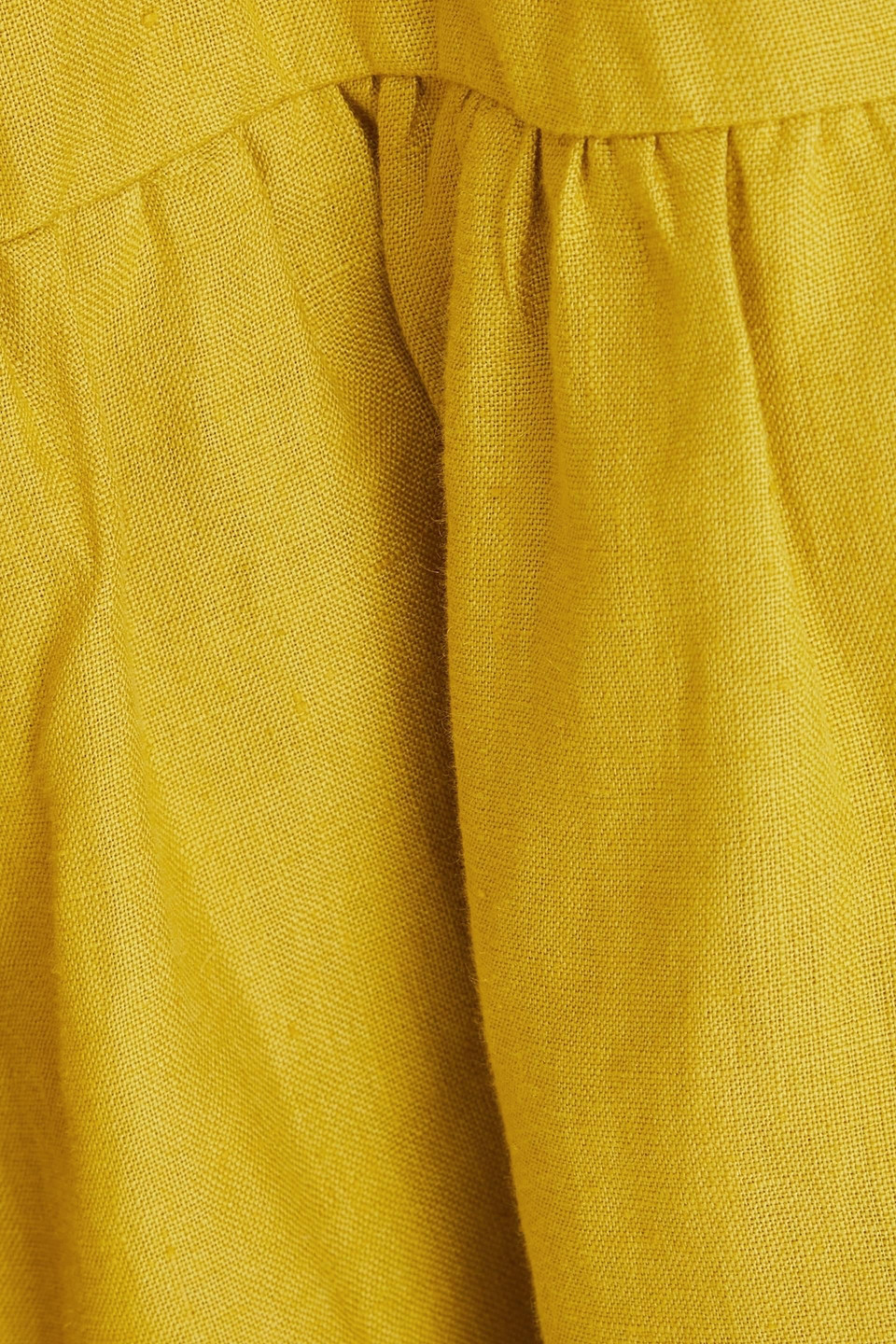 Casa Raki Matilda Tiered Linen Mini Dress In Mustard