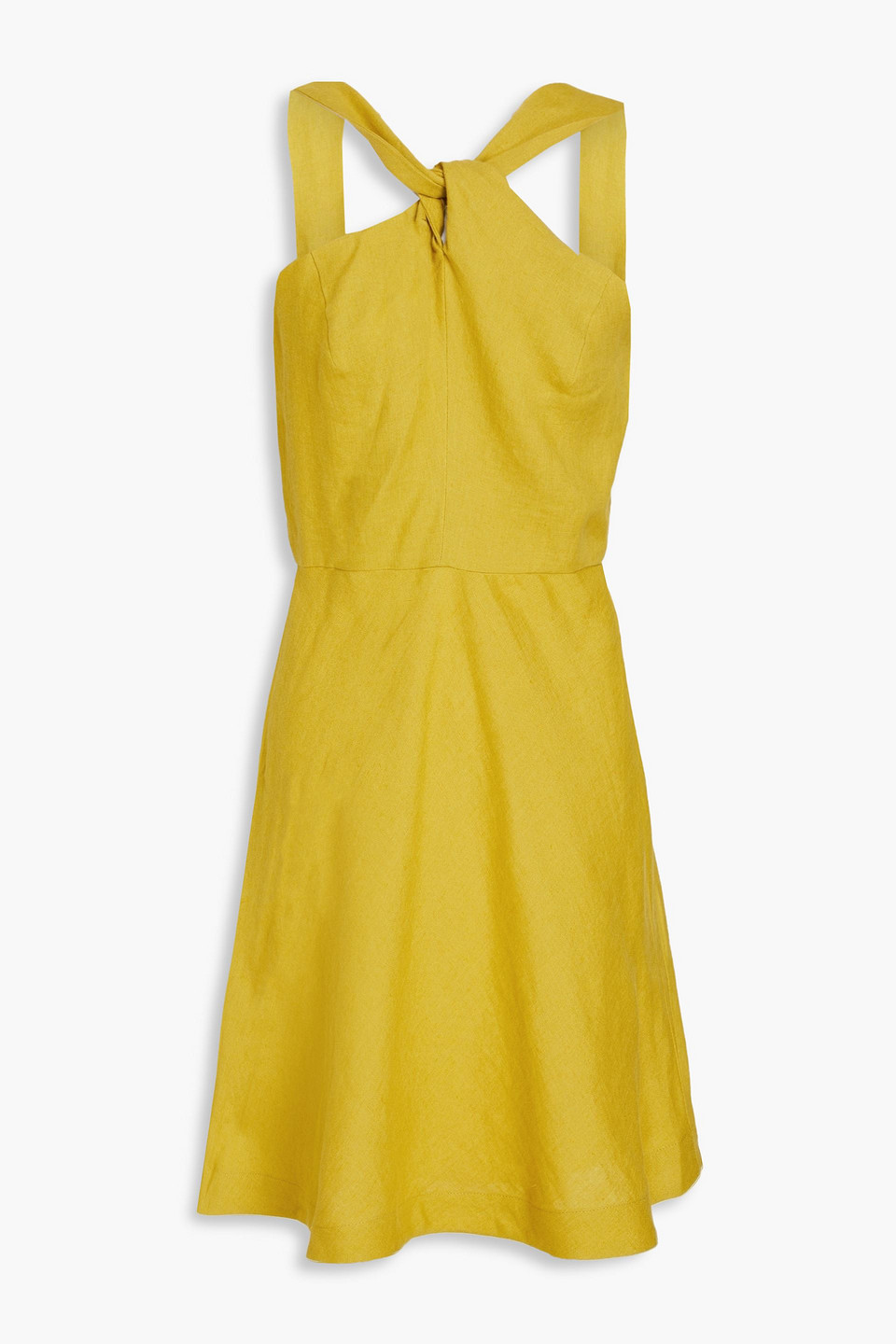 Casa Raki Gala Twisted Linen Mini Dress In Mustard | ModeSens Casa Raki Gala Twisted Linen Mini Dress In Mustard | ModeSens