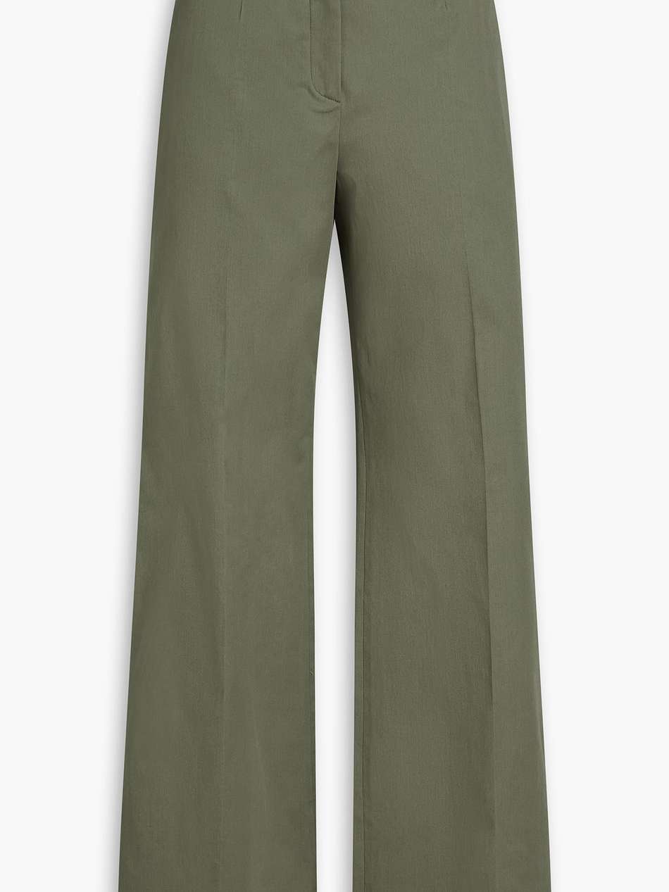 cotton-blend twill wide-leg pants