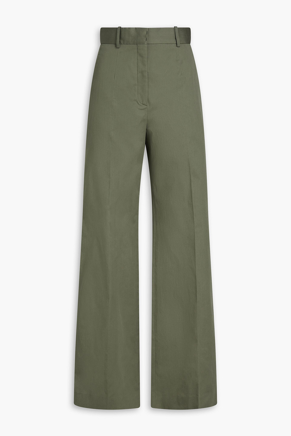 Another Tomorrow Cotton-blend Twill Wide-leg Pants In Army Green