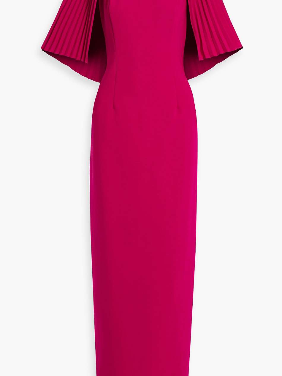embellished cape-effect crepe gown