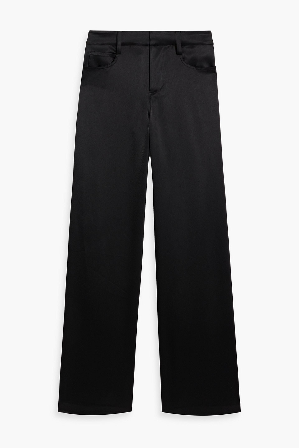 Alice And Olivia Trish Satin Wide-leg Pants In Black