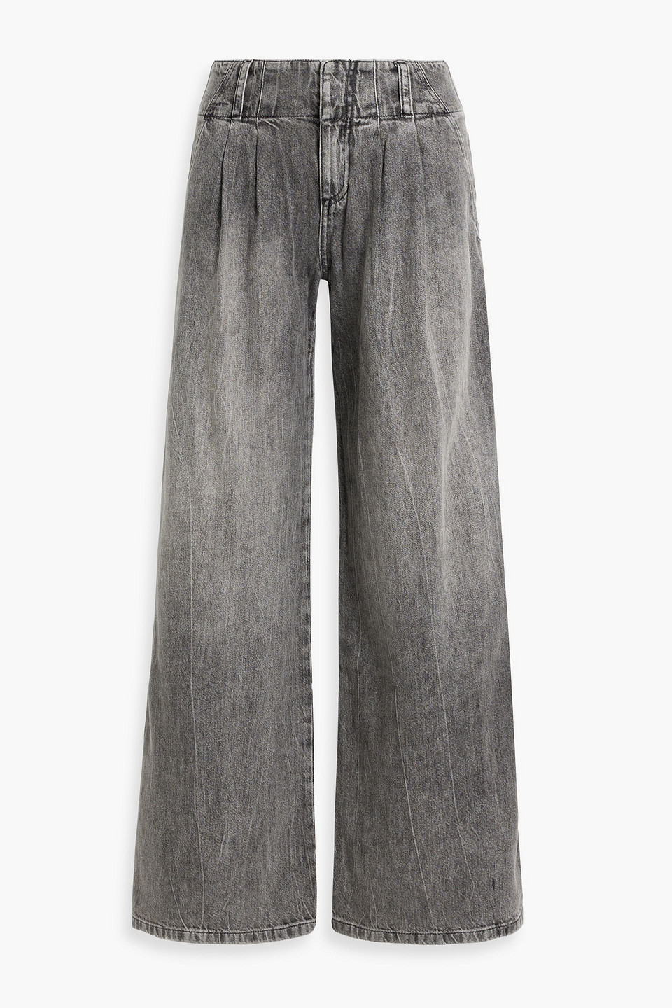 Alice And Olivia Anders Faded Low-rise Wide-leg Jeans In Grey