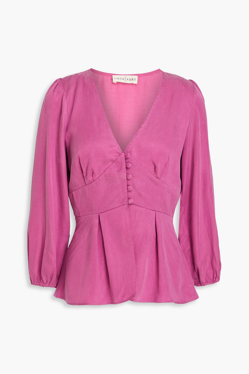 Casa Raki Chiara Pleated Cupro Blouse In Magenta