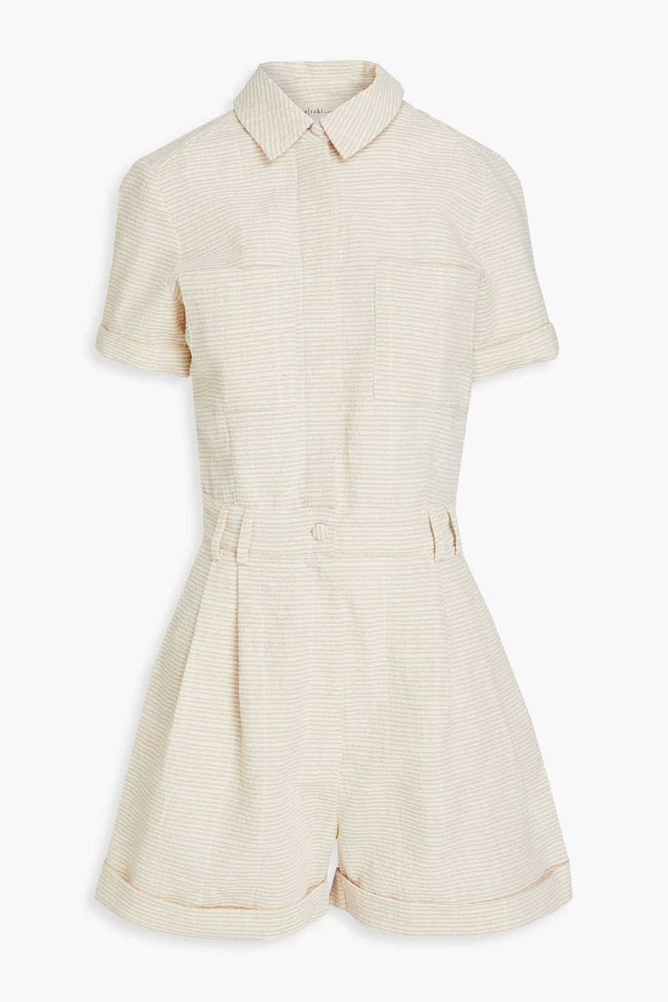 Casa Raki - Felipa pleated cotton-seersucker playsuit - Neutral - S