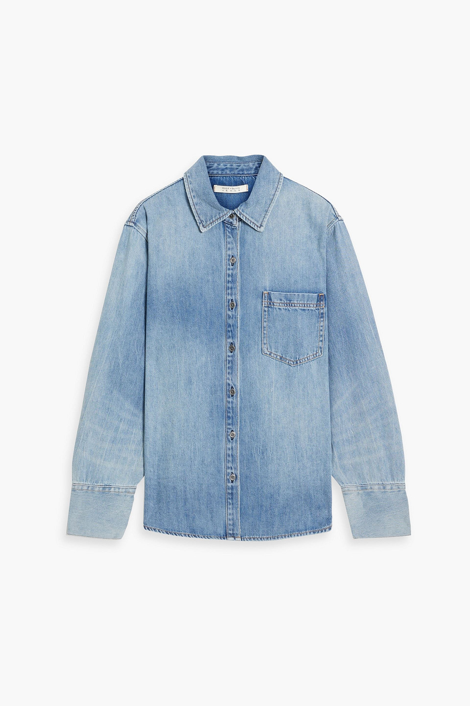 Alice And Olivia Finely Oversized Denim Shirt In Light Denim
