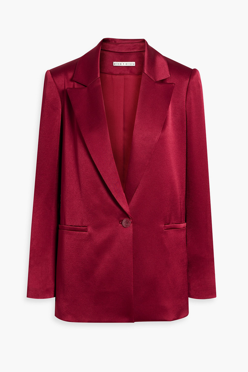 Alice And Olivia Denny Satin-crepe Blazer In Red