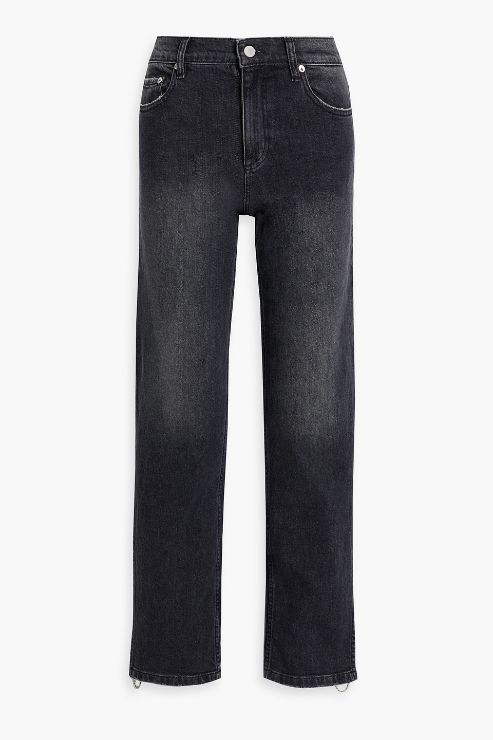 Shop Alice And Olivia Gayle Crystal-embellished Mid-rise Straight-leg Jeans In Charcoal