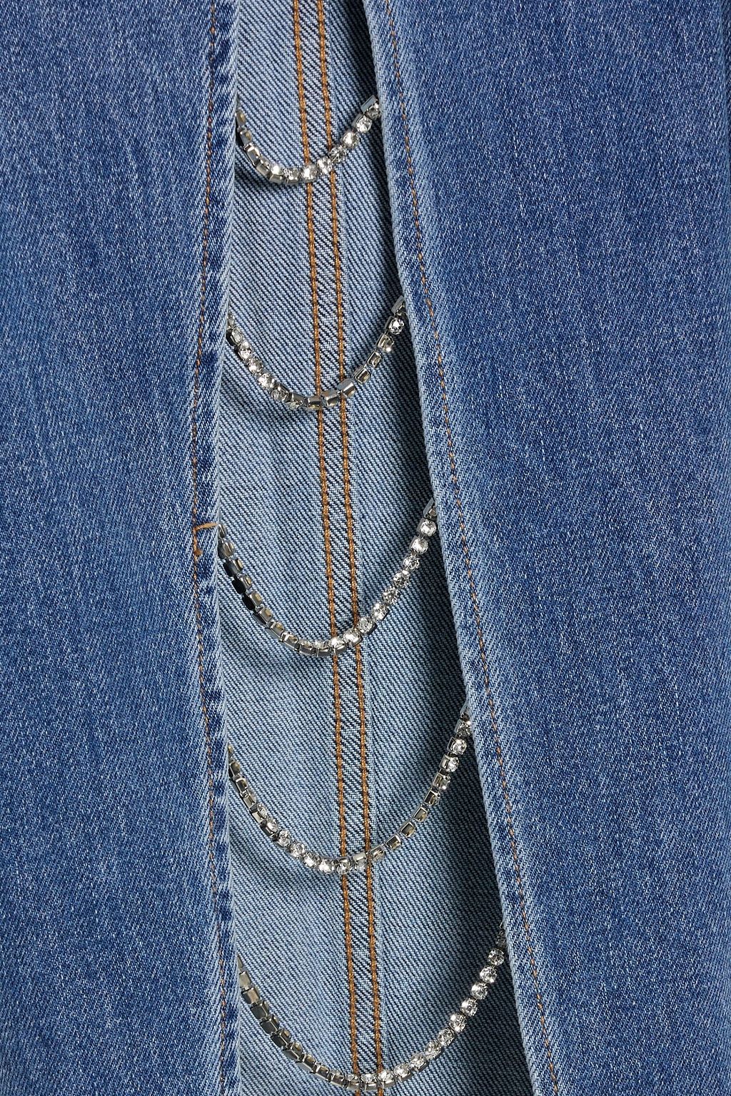 ALICE + OLIVIA JEANS جينز "جايل" بخصر منخفض الارتفاع وأرجل مستقيمة ومزين بالكريستال