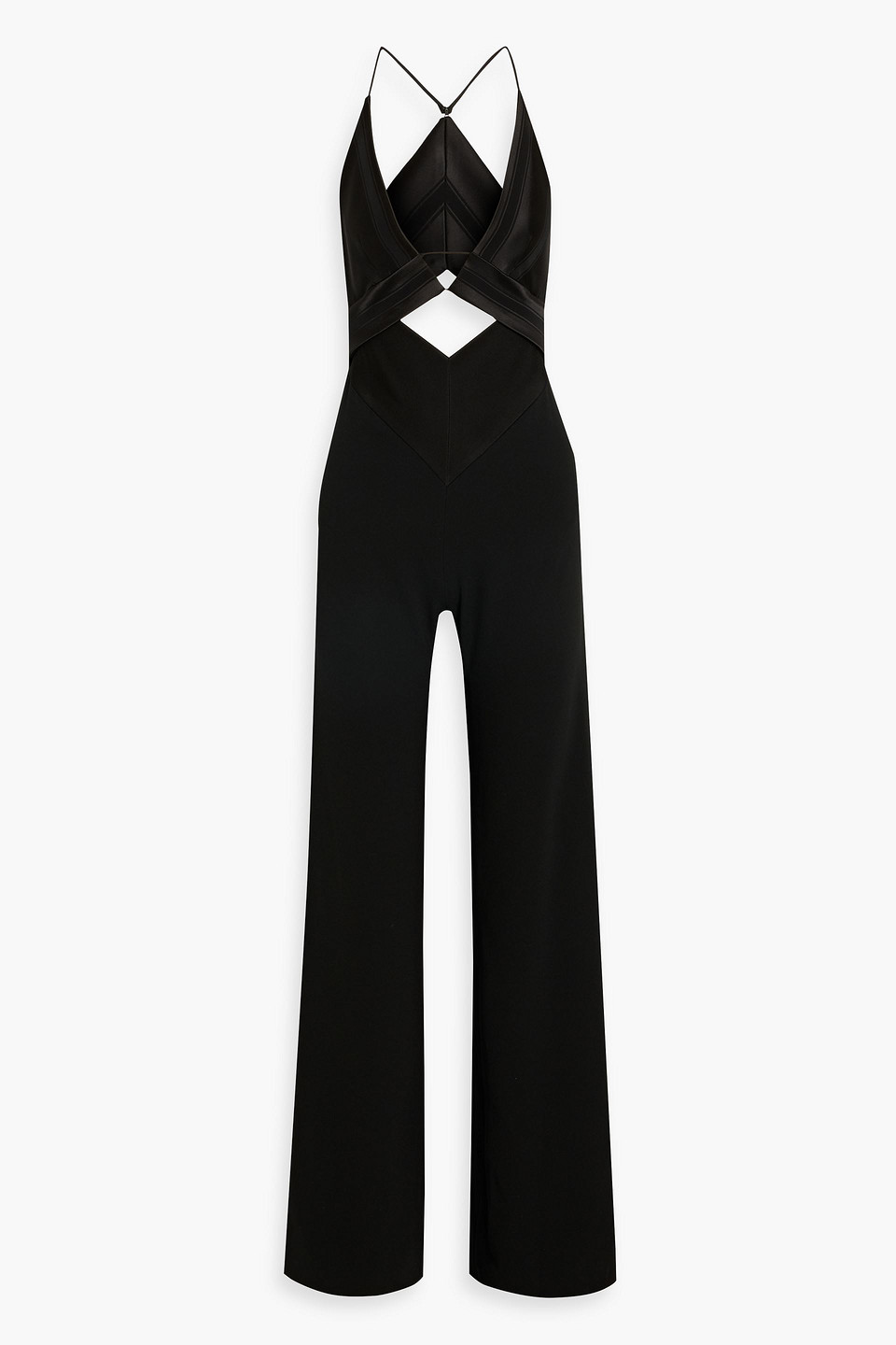 Galvan Prism Satin And Crepe Wide-leg Jumpsuit In Black