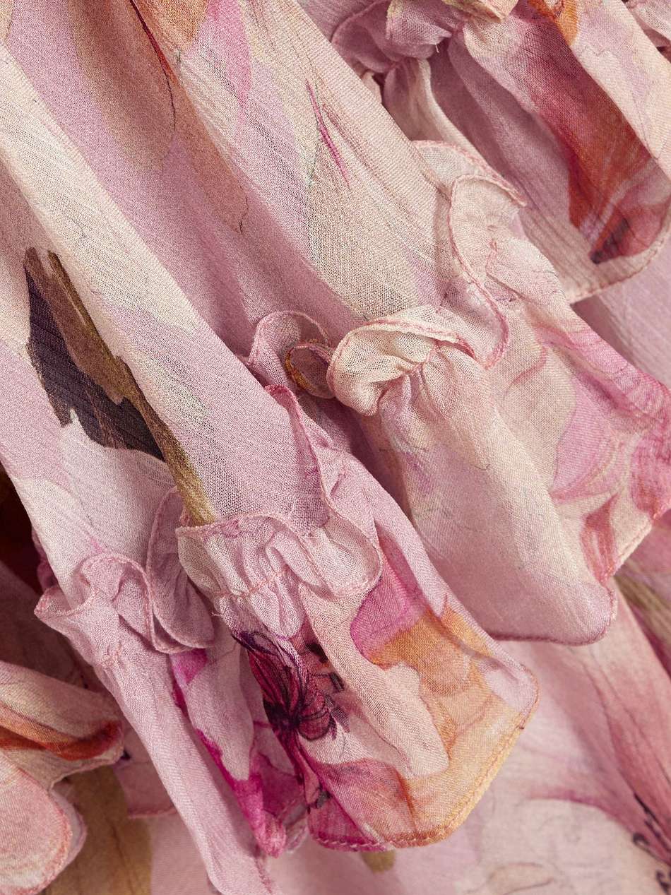 claire tiered floral-print georgette gown