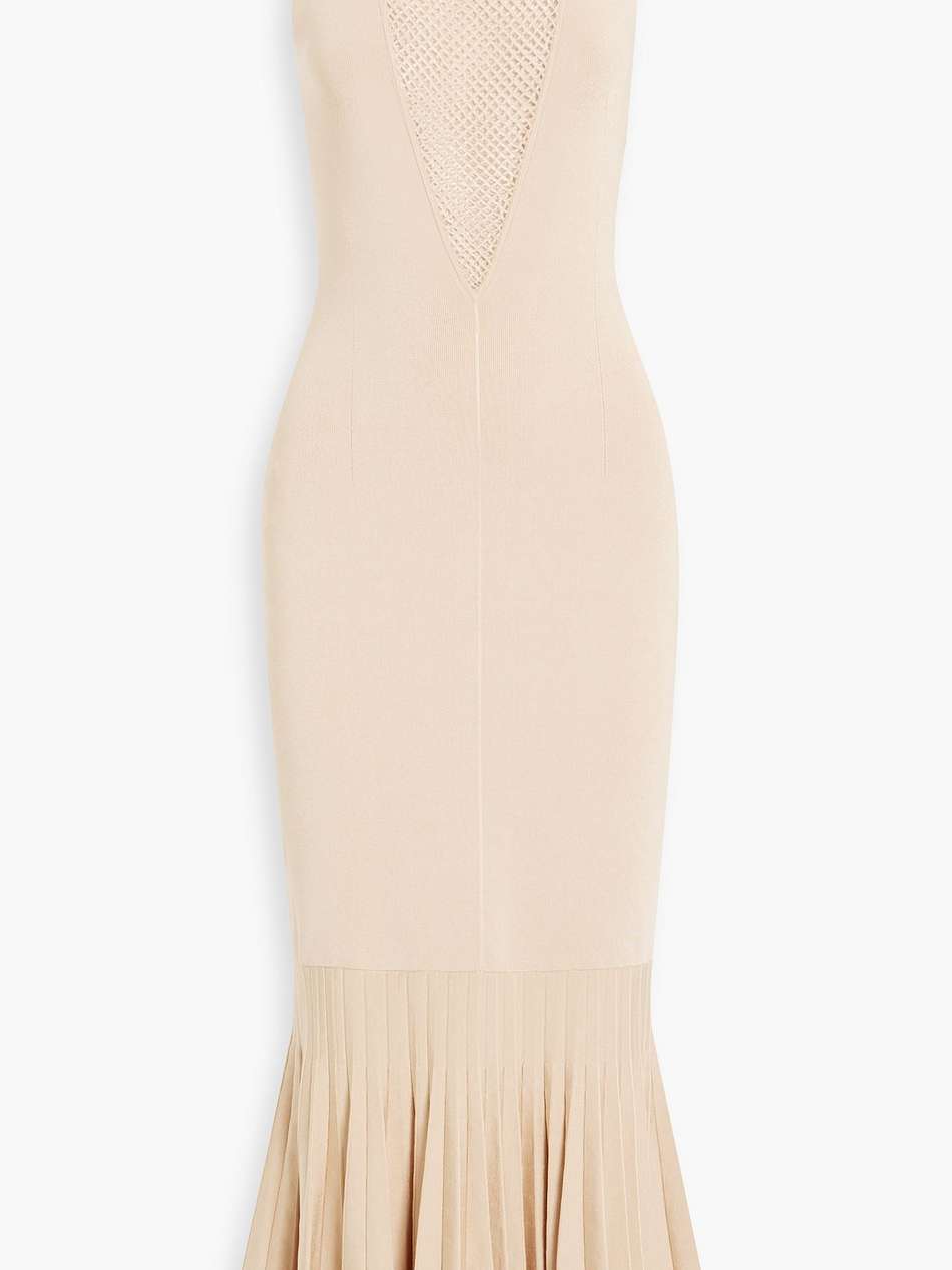 erato pleated open and stretch-knit midi dress
