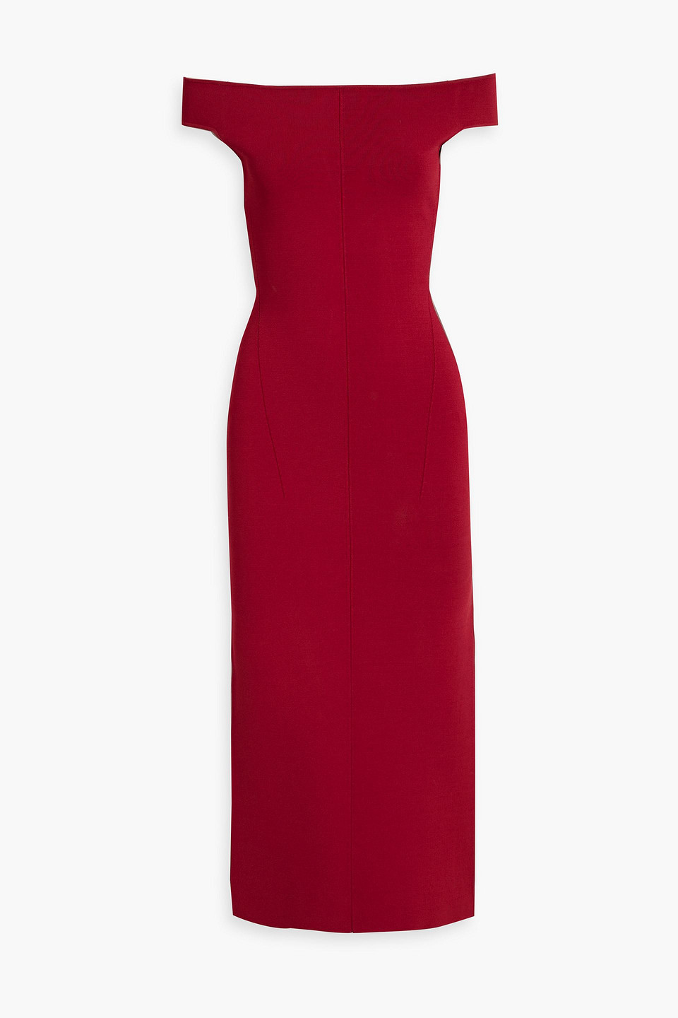 Galvan Aphrodite Off-the-shoulder Stretch-knit Midi Dress In Claret