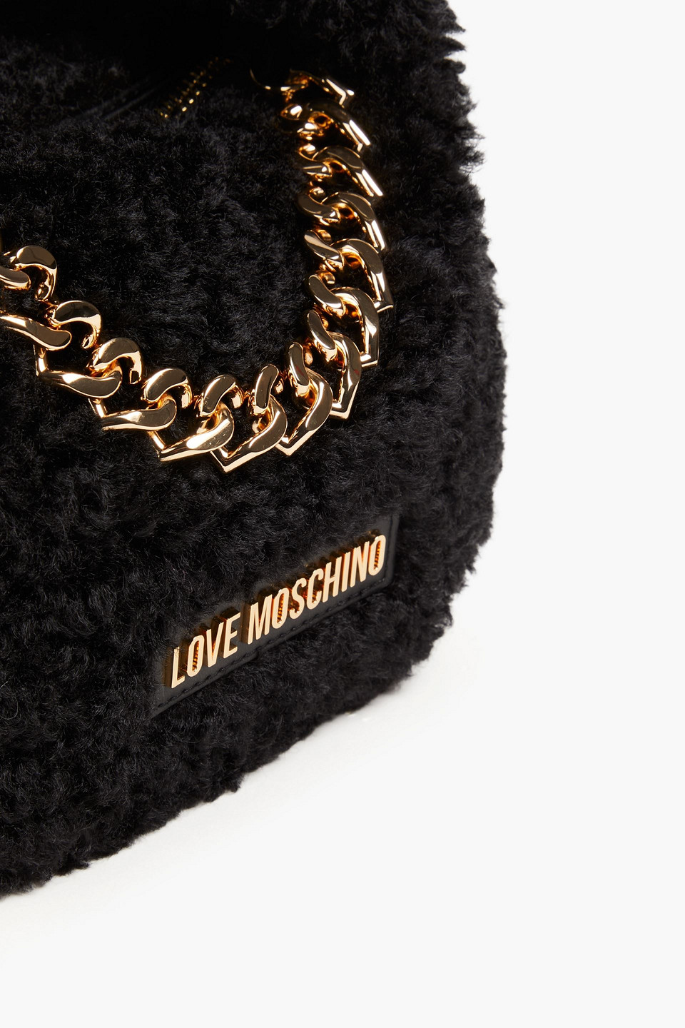Love Moschino Chain-embellished Faux Fur Tote In Black