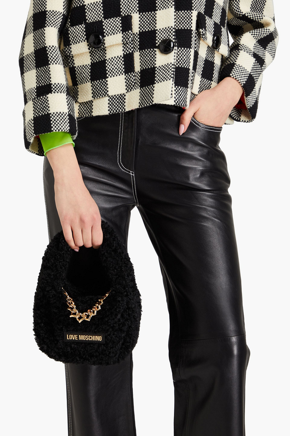 Love Moschino Chain-embellished Faux Fur Tote In Black