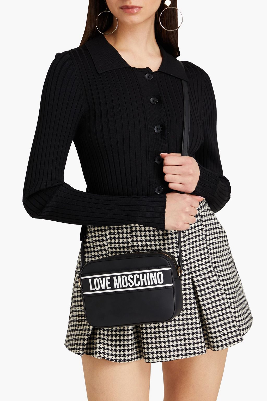 LOVE MOSCHINO حقيبة كروس بودي من الجلد الصناعي مزينة بطبعة شعار العلامة