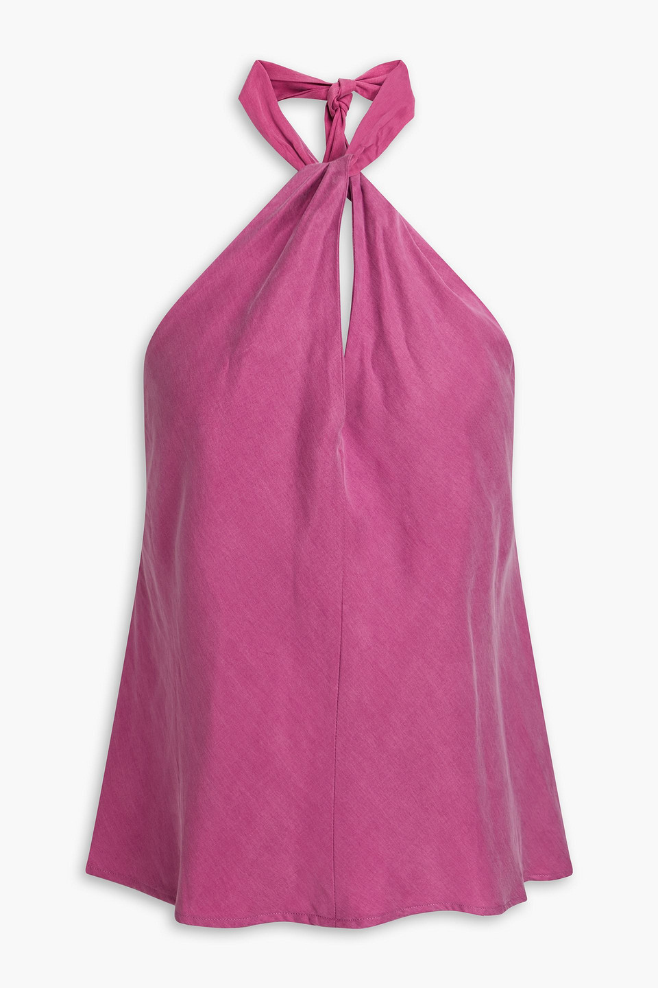 Casa Raki Luna Washed Cupro Halterneck Top In Magenta